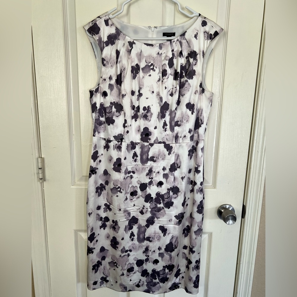 Ann Taylor Silk Blend Sheath Dress Size 12 Floral Watercolor Sleeveless